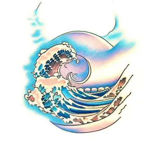 Gundam with Kanagawa waves tattoo design idea