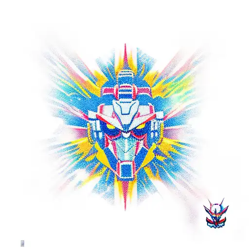 Gundam in Kanagawa waves tattoo design idea