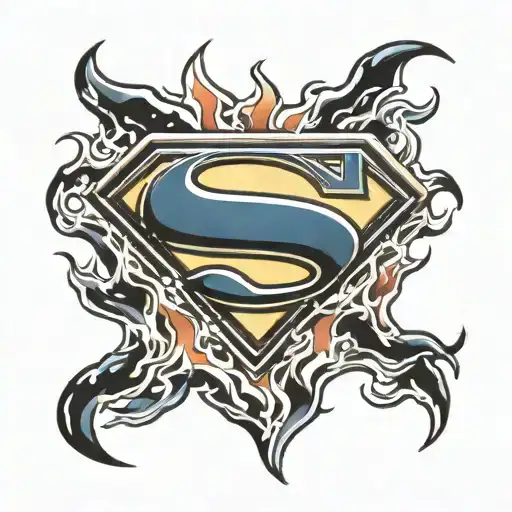 superman logo  flames tattoo design idea