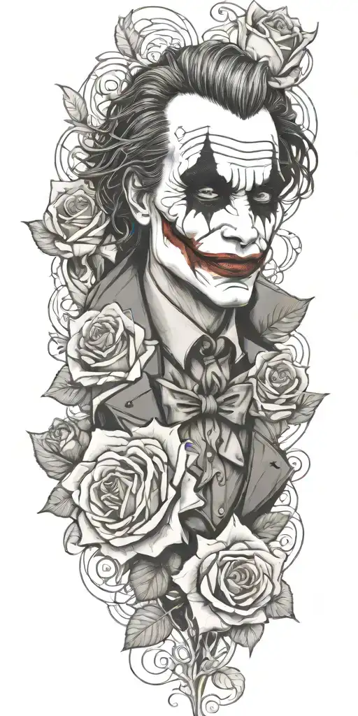 joker  real madrid roses growing tattoo design idea