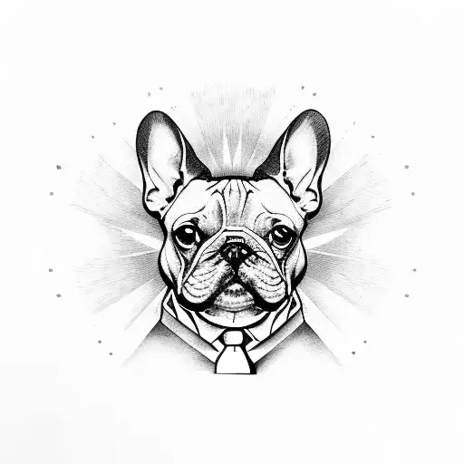sun and french bulldog tattoo design idea