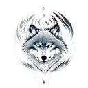 wolf design with words, Perception, Perseverance, Devotion tattoo design idea