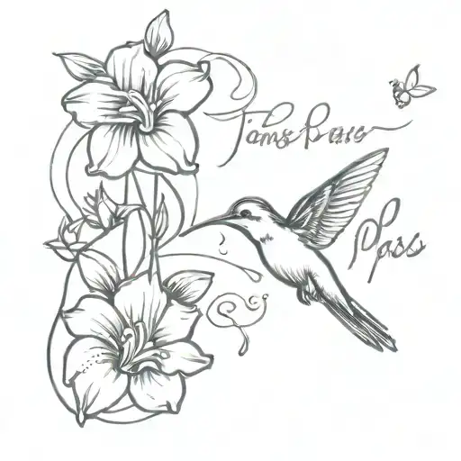 this too shall pass written in cursive with humming bird tattoo design idea