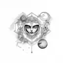 Mnemosyne with number 9  tattoo design idea