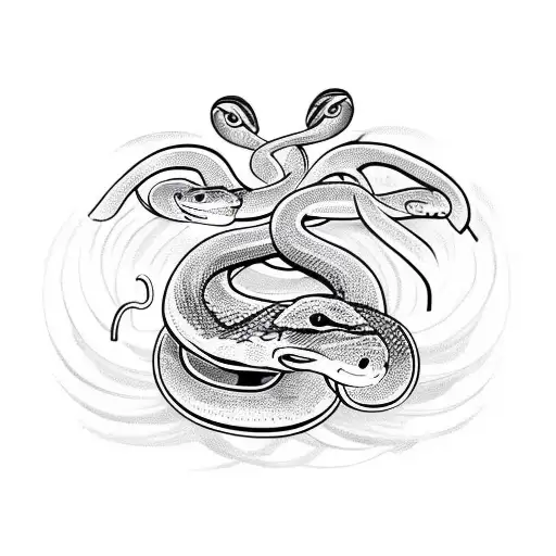 snake with two heads going in different directions. one head is going for love and security, other is for adventure tattoo design idea
