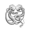 snake with two heads going in different directions. one head is going for love and security, other is for adventure tattoo design idea