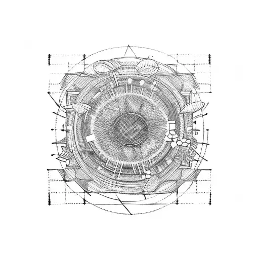 A blackwork tattoo of a cassette tape surrounded by musical notes tattoo design idea