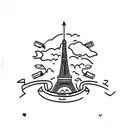 Bartender pouring drinks in front of the Eiffel Tower tattoo design idea