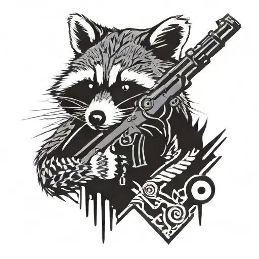 raccoon with gun  tattoo design idea