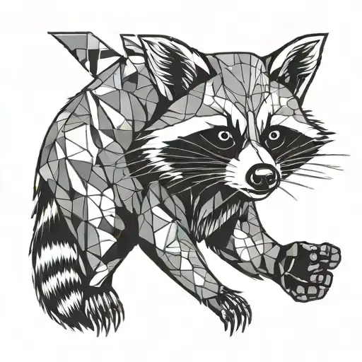 the raccoon stands at full height with a weapon   tattoo design idea