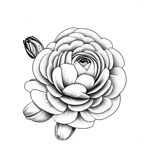 ranculus flower with azalea and tulips  tattoo design idea
