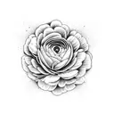 ranunculus flower surrounded by azalea flowers and tulip flowers  tattoo design idea