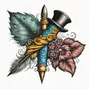 parchemin stylo plume sablier tattoo design idea