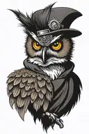 owl perched with a mohawk hairstyle tattoo design idea