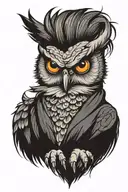 owl perched with a mohawk hairstyle tattoo design idea