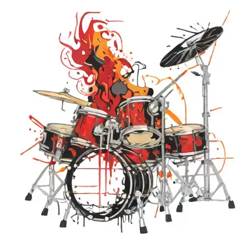 Drum set yourself on fire tattoo design idea