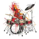 Drum set yourself on fire tattoo design idea