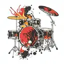 Drum set yourself on fire tattoo design idea