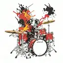 Drum set yourself on fire tattoo design idea