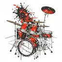 Drum set yourself on fire tattoo design idea