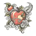 name: 'Apple May Estacio' with heart  tattoo design idea