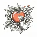 name: 'Apple May Estacio' with heart  tattoo design idea