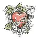 name: 'Apple May Estacio' with heart  tattoo design idea