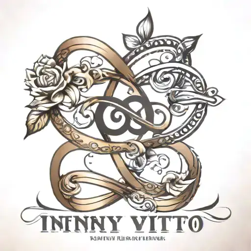 Infinity based tattoo design very Simple and small   with 4 names as Ashok, Uma, vijayashree, sanjay. tattoo design idea