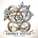 Infinity based tattoo design very Simple and small   with 4 names as Ashok, Uma, vijayashree, sanjay. tattoo design idea