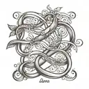 Infinity based tattoo design very Simple and small   with 4 names as Ashok, Uma, vijayashree, sanjay. tattoo design idea