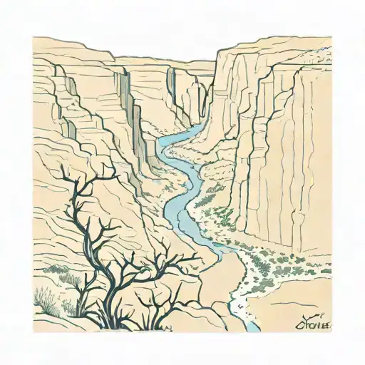 santa elena canyon, big bend national park tattoo design idea