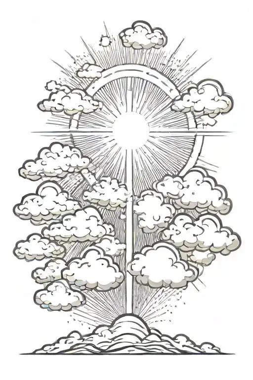  sun rays shining through clouds tattoo design idea
