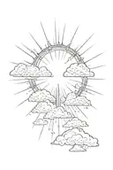  sun rays shining through clouds tattoo design idea