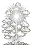  sun rays shining through clouds tattoo design idea