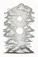  sun rays shining through clouds tattoo design idea