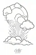  sun rays shining through clouds tattoo design idea