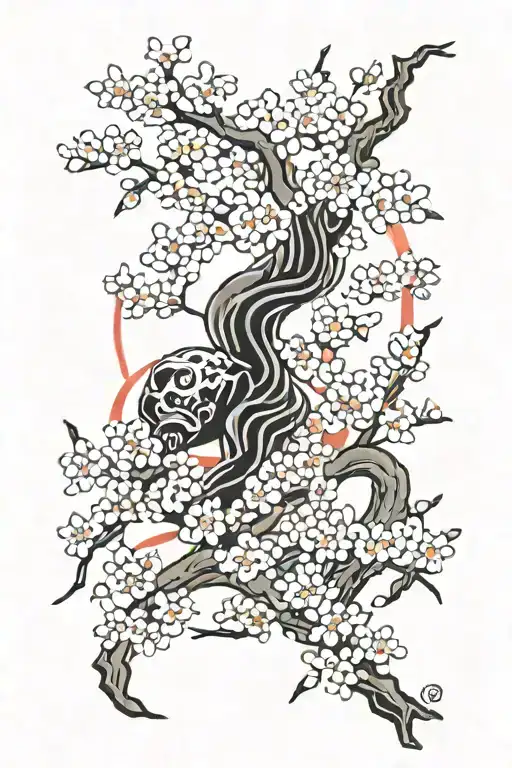 999 wrapped in cherry blossom tree tattoo design idea