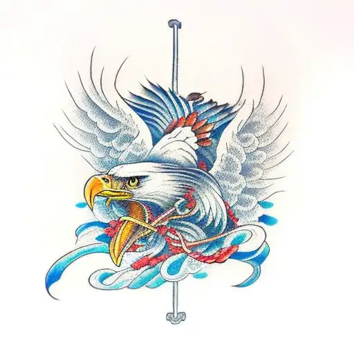 eagle, fouled anchor,  tattoo design idea