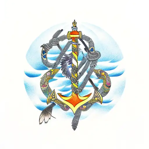eagle, fouled anchor, bee tattoo design idea