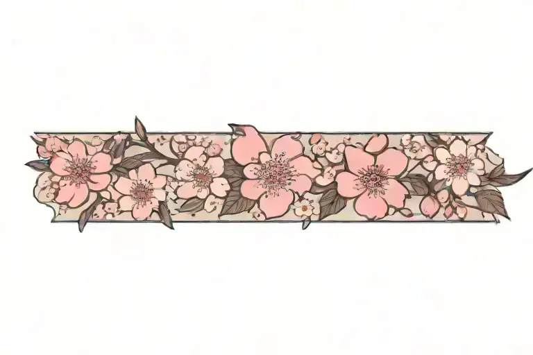 cherry blossom petal flower bouquet tattoo design idea