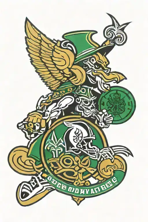 New Orleans Saints and Boston Celtics logos together  tattoo design idea