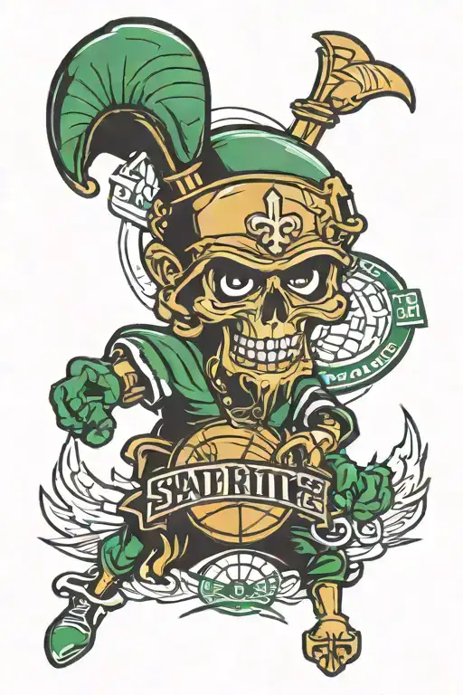 New Orleans Saints and Boston Celtics logos incorporated within the design tattoo design idea