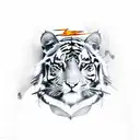 black tiger orange eyes lightning tattoo design idea