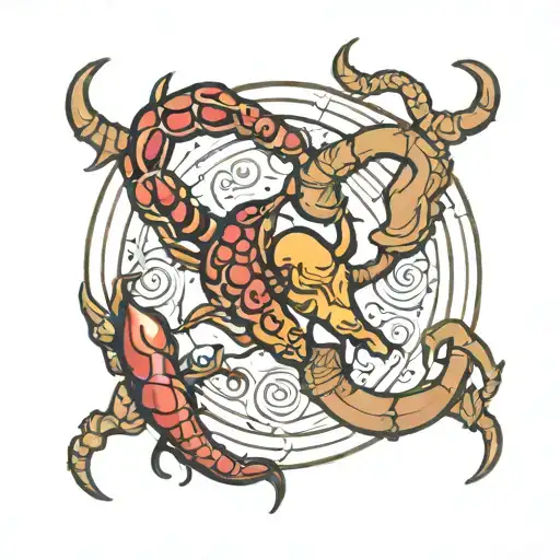 Scorpio and taurus zodiac sign intertwined tattoo design idea
