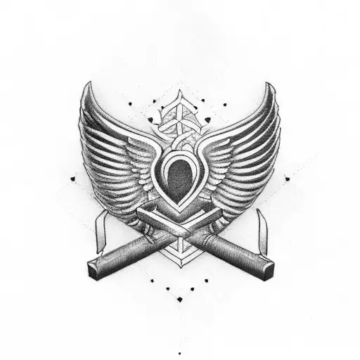 police cross wings love tattoo design idea