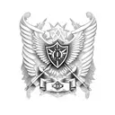 police military cross wings love tattoo design idea