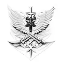 police military cross wings love tattoo design idea
