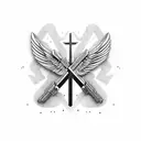 police military cross wings love tattoo design idea