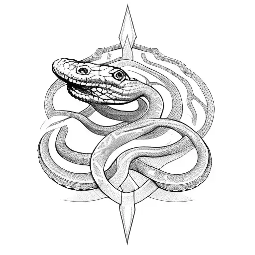 Snake, sword tattoo design idea