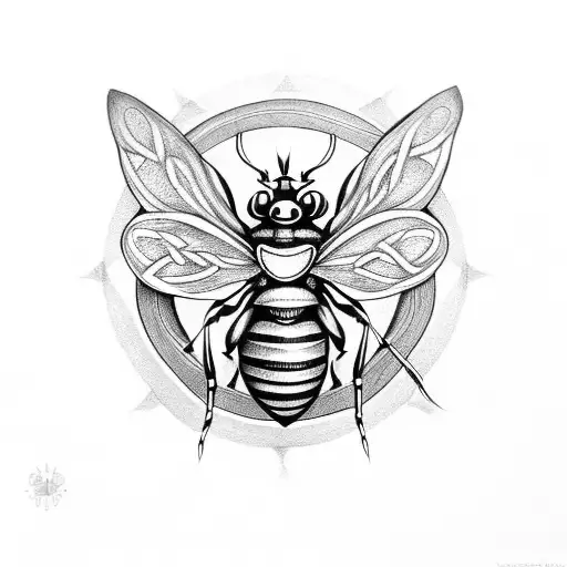 basic celtic bee, no shading tattoo design idea